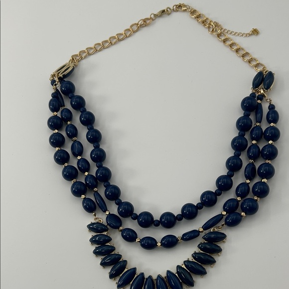 Fashion Jewelry Navy and Gold Beaded Necklace - Picture 5 of 16